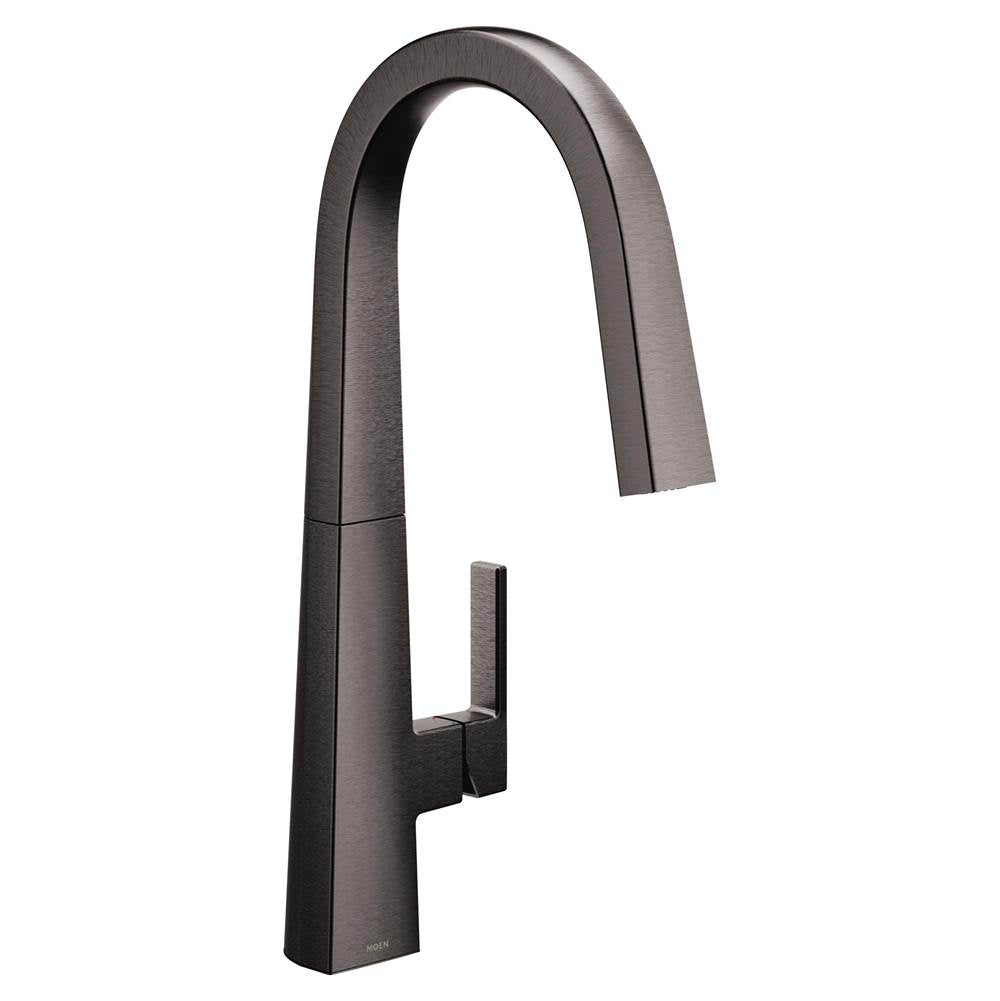 Moen - Nio Single-Handle Pull-Down Sprayer Kitchen Faucet with Reflex and Power Clean in Black Stainless - Black Stainless