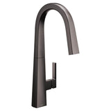 Moen - Nio Single-Handle Pull-Down Sprayer Kitchen Faucet with Reflex and Power Clean in Black Stainless - Black Stainless