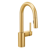 Moen - Align One-Handle Pulldown Bar Faucet with Power Clean featuring Reflex, Brushed Gold - Brushed Gold