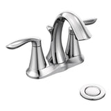 Moen - Eva Two-Handle Centerset Bathroom Sink Faucet with Drain Assembly, Chrome - Chrome