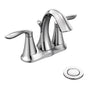 Moen - Eva Two-Handle Centerset Bathroom Sink Faucet with Drain Assembly, Chrome - Chrome