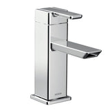Moen - 90 Degree One-Handle Modern Bathroom Faucet with Drain Assembly, Chrome - Chrome