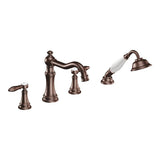 Moen - Weymouth Two-Handle Diverter Roman Tub Faucet Includes Hand Shower, Oil Rubbed Bronze - Oil Rubbed Bronze