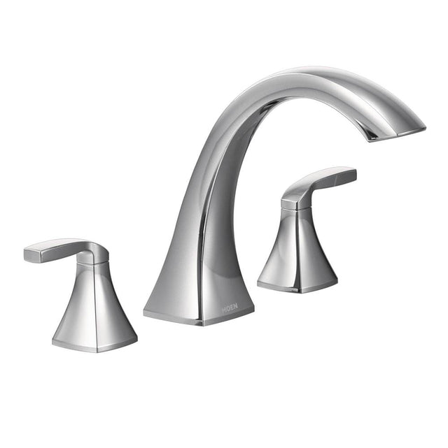 Moen - Voss 2-Handle Deck Mount Roman Tub Faucet Trim Kit, Valve Required, Chrome - Chrome