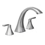 Moen - Voss 2-Handle Deck Mount Roman Tub Faucet Trim Kit, Valve Required, Chrome - Chrome