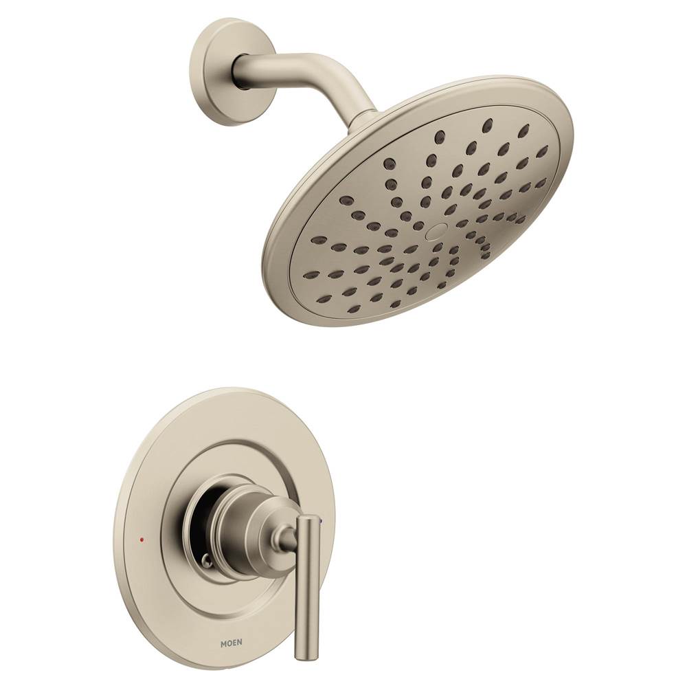 Moen - Gibson Posi-Temp Pressure Balancing Modern Shower Only Trim with 8-Inch Rainshower, Valve Required, Brushed Nickel - Brushed Nickel