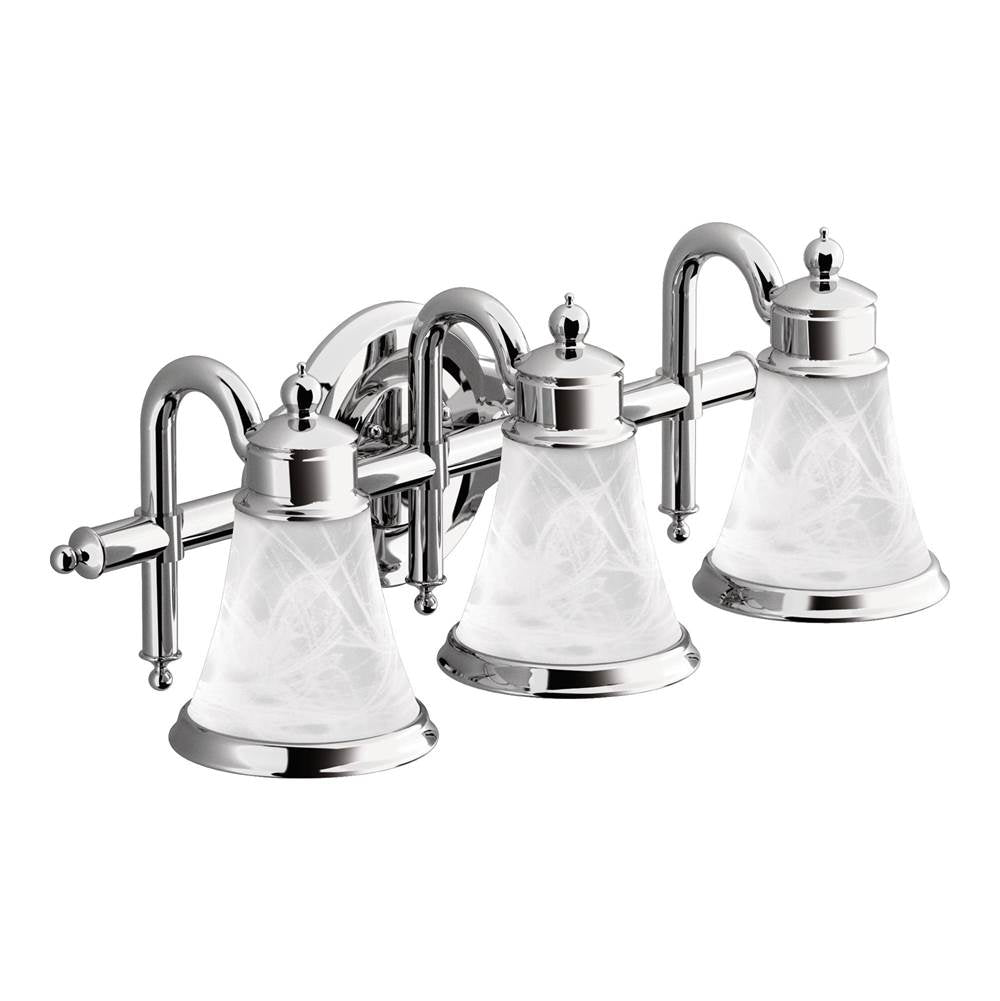 Moen - Waterhill 3-Light Dual-Mount Bath Bathroom Vanity Fixture with Frosted Glass, Chrome - Chrome