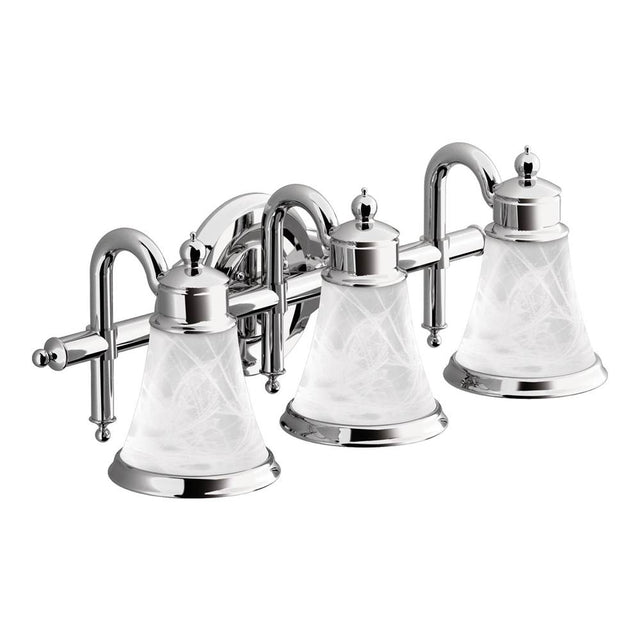 Moen - Waterhill 3-Light Dual-Mount Bath Bathroom Vanity Fixture with Frosted Glass, Chrome - Chrome
