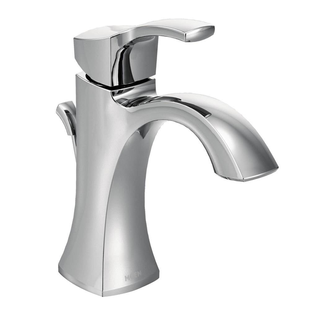 Moen - Voss One-Handle Single Hole Bathroom Sink Faucet with Optional Deckplate, Chrome - Chrome