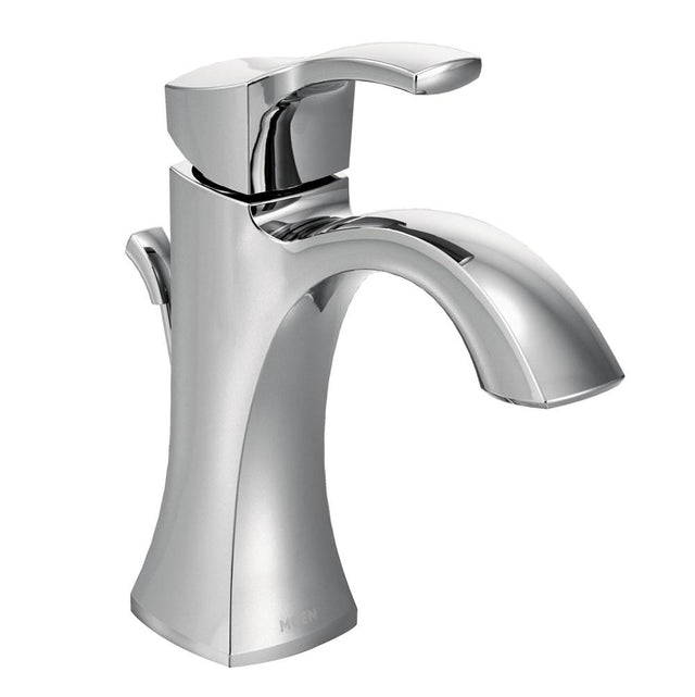 Moen - Voss One-Handle Single Hole Bathroom Sink Faucet with Optional Deckplate, Chrome - Chrome