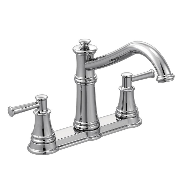 Moen - Belfield Traditional Two Handle High Arc Kitchen Faucet, Chrome - Chrome
