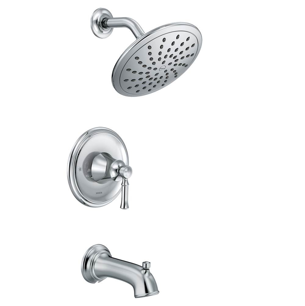 Moen - Dartmoor Posi-Temp Rain Shower Single-Handle Tub and Shower Faucet Trim Kit in Chrome (Valve Sold Separately) - Chrome