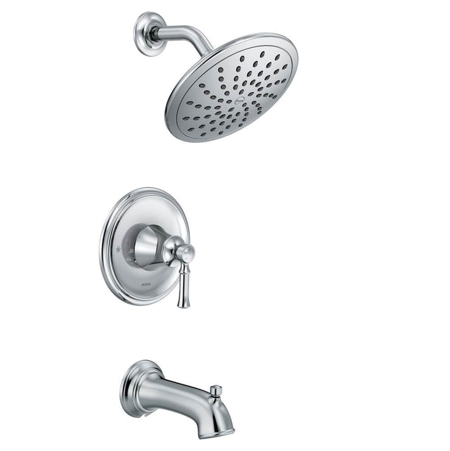 Moen - Dartmoor Posi-Temp Rain Shower Single-Handle Tub and Shower Faucet Trim Kit in Chrome (Valve Sold Separately) - Chrome
