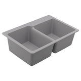 Moen - 33-Inch Wide x 9.5-Inch Deep Dual Mount Granite Double Bowl Kitchen Sink, Gray - Gray