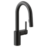 Moen - Align One-Handle Pulldown Bar Faucet with Power Clean featuring Reflex, Matte Black - Matte Black