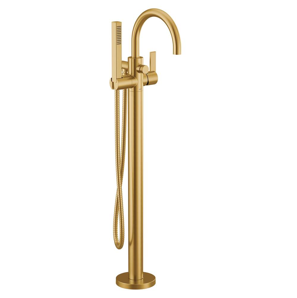 Moen - Cia One Handle Freestanding Floor Mount Tub Filler with Handshower in Brushed Gold - Brushed Gold