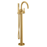 Moen - Cia One Handle Freestanding Floor Mount Tub Filler with Handshower in Brushed Gold - Brushed Gold