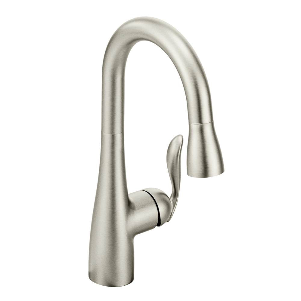 Moen - Arbor One Handle High Arc Pulldown Bar Faucet with Reflex, Spot Resist Stainless - Spot Resist Stainless