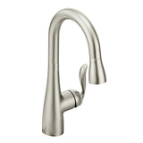 Moen - Arbor One Handle High Arc Pulldown Bar Faucet with Reflex, Spot Resist Stainless - Spot Resist Stainless