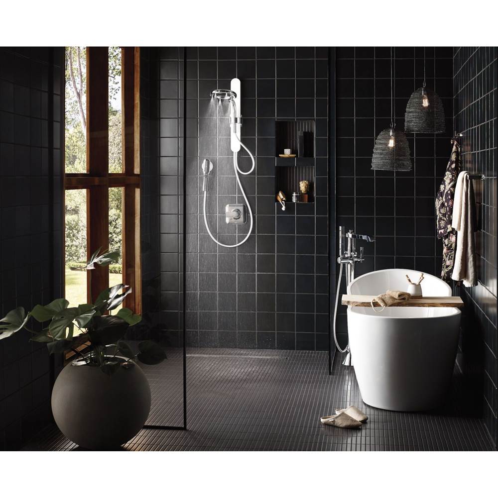 Flara One-Handle Freestanding Floor Mount Tub Filler with Handshower, Chrome