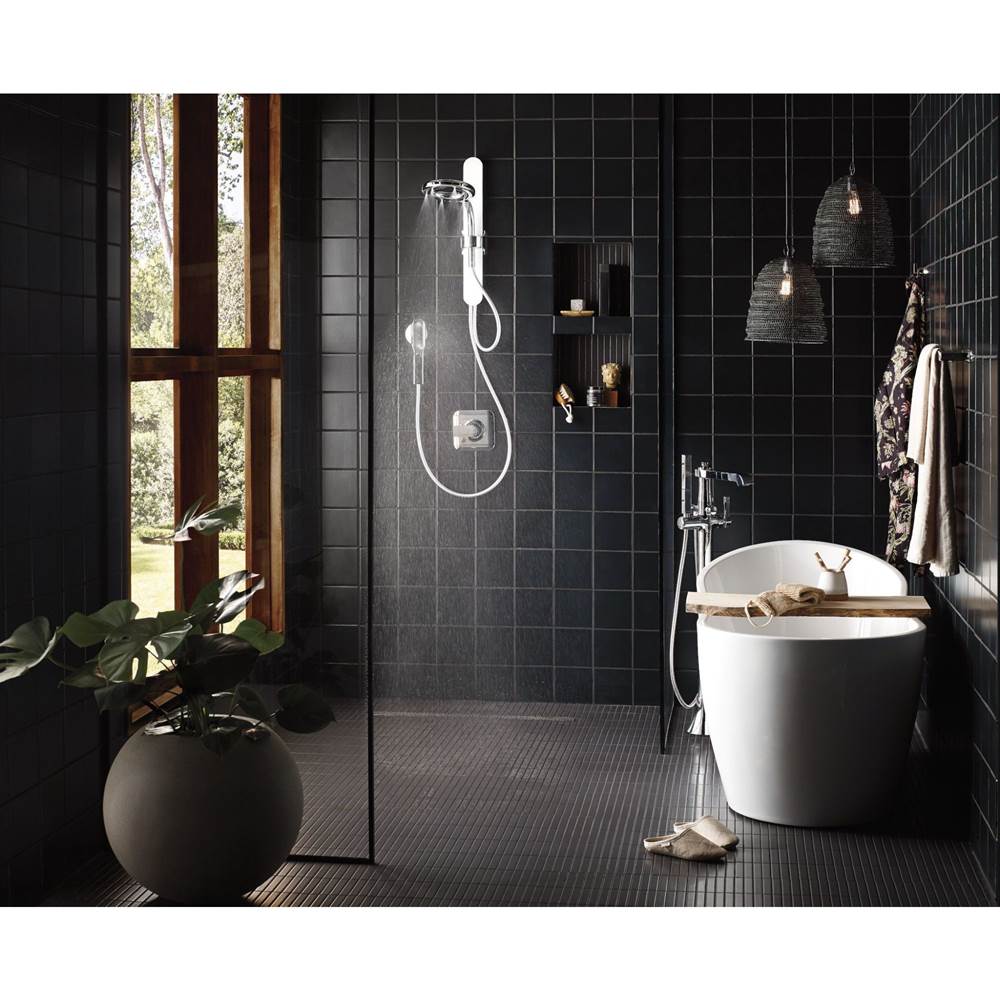 Flara One-Handle Freestanding Floor Mount Tub Filler with Handshower, Chrome