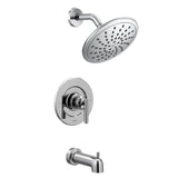 Moen - Gibson Posi-Temp Pressure Balancing Modern Tub and Shower Trim with 8-Inch Rainshower, Valve Required, Chrome - Chrome