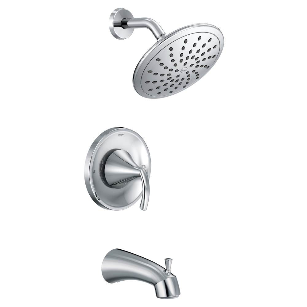Moen - Glyde Posi-Temp Rain Shower Single-Handle Tub and Shower Faucet Trim Kit in Chrome (Valve Sold Separately) - Chrome