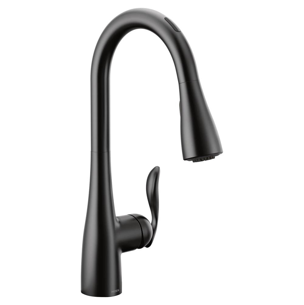 Moen - Arbor Smart Faucet Touchless Pull Down Sprayer Kitchen Faucet with Voice Control and Power Boost, Matte Black - Matte Black