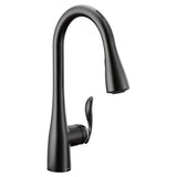 Moen - Arbor Smart Faucet Touchless Pull Down Sprayer Kitchen Faucet with Voice Control and Power Boost, Matte Black - Matte Black