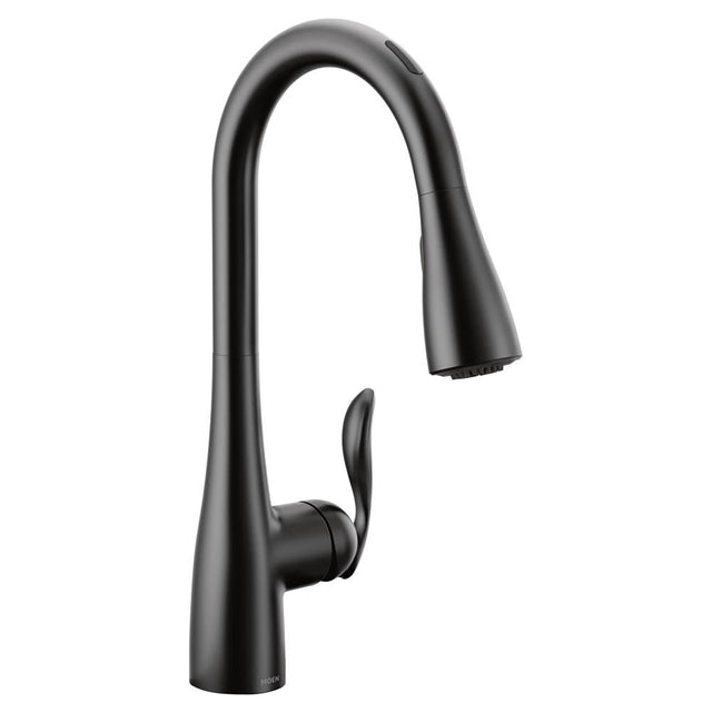 Moen - Arbor Smart Faucet Touchless Pull Down Sprayer Kitchen Faucet with Voice Control and Power Boost, Matte Black - Matte Black
