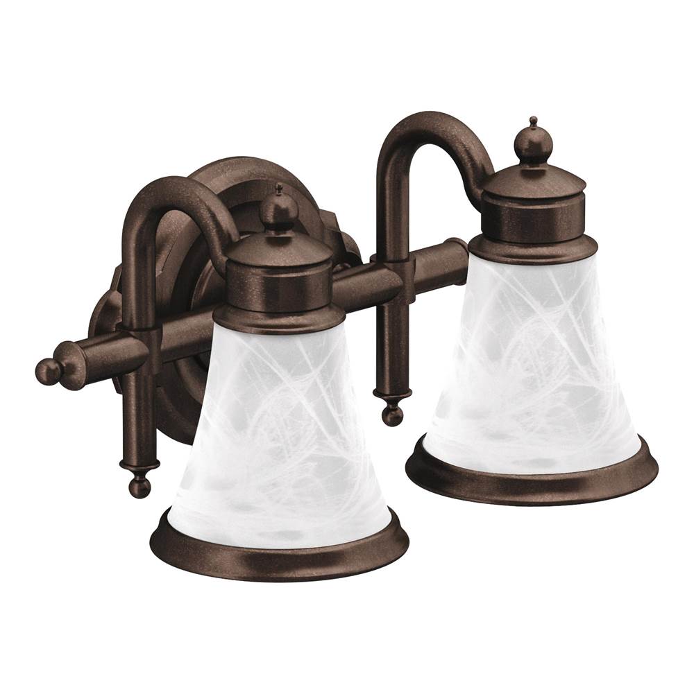 Moen - Waterhill 2-Light Dual-Mount Bath Bathroom Vanity Fixture with Frosted Glass, Oil Rubbed Bronze - Oil Rubbed Bronze