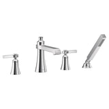 Moen - Flara 2-Handle Deck-Mount Roman Tub Faucet Trim Kit with Handshower and Lever Handles in Chrome (Valve Sold Separately) - Chrome