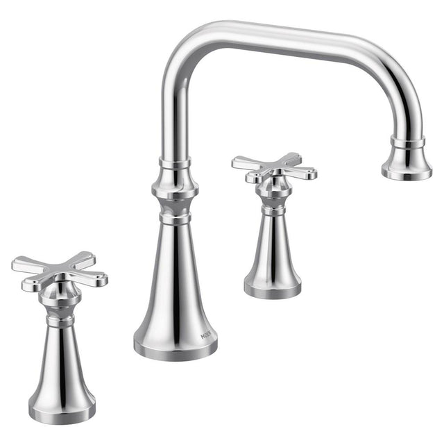 Moen - Colinet Two Handle Deck-Mount Roman Tub Faucet Trim with Cross Handles, Valve Required, in Chrome - Chrome