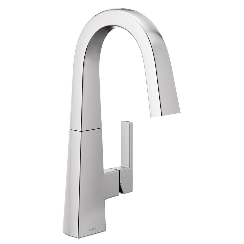 Moen - Nio One-Handle Bar Faucet, Includes Secondary Finish Handle Option, Chrome - Chrome