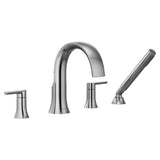Moen - Doux 2-Handle Deck Mount Roman Tub Faucet Trim Kit with Hand shower in Chrome (Valve Sold Separately) - Chrome