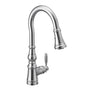 Moen - Weymouth Shepherd''s Hook Pulldown Kitchen Faucet Featuring Metal Wand with Power Boost, Chrome - Chrome