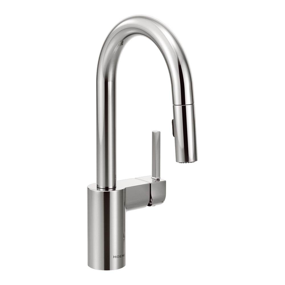Moen - Align One-Handle Pulldown Bar Faucet with Power Clean featuring Reflex, Chrome - Chrome