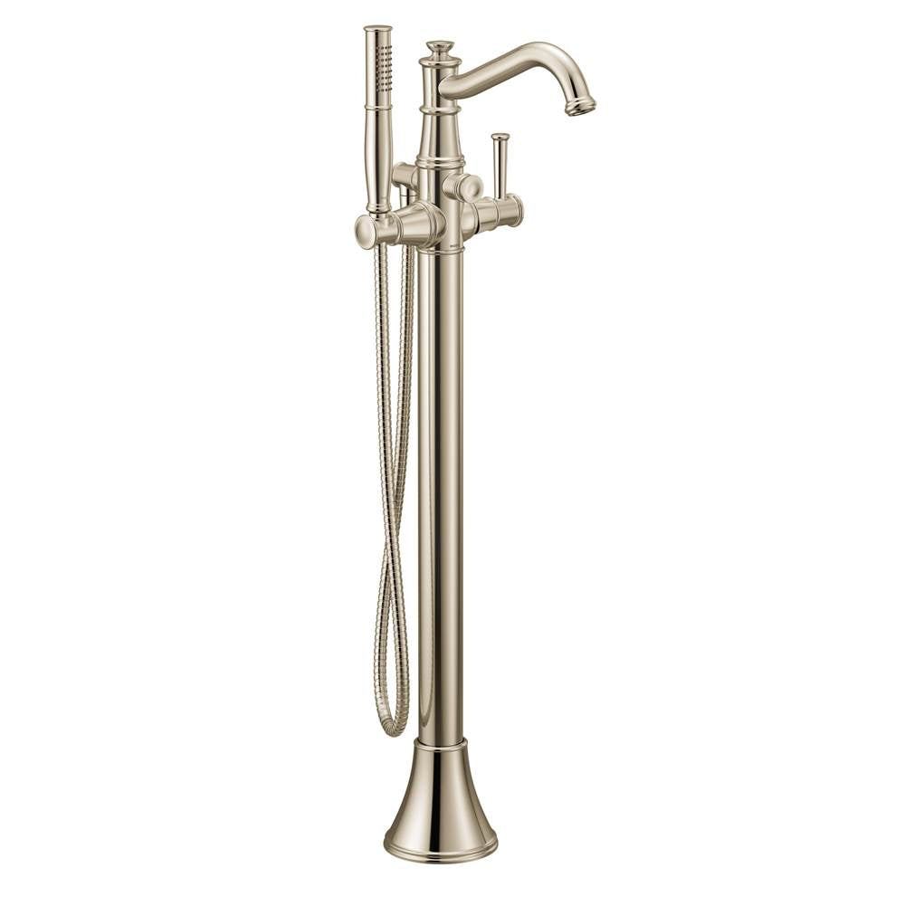 Moen - Belfield One-Handle Freestanding Floor Mount Tub Filler with Handshower, Polished Nickel - Polished Nickel