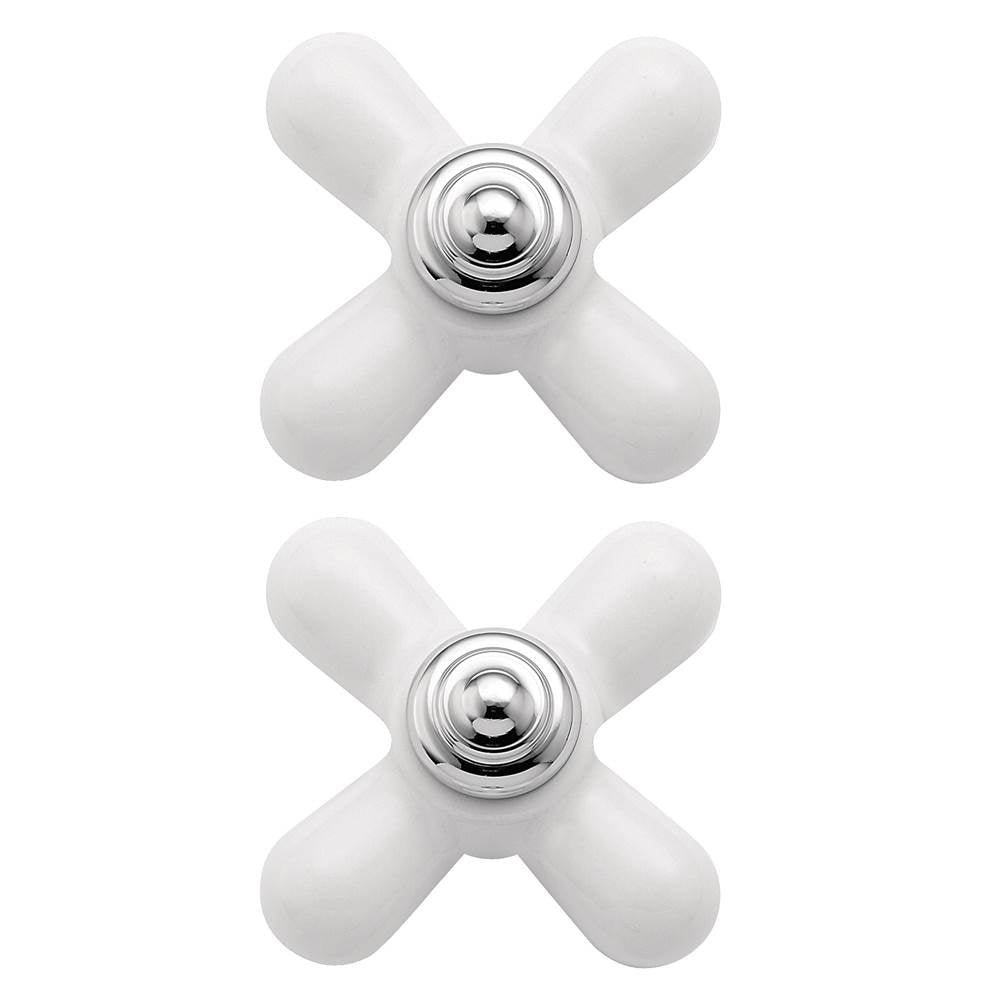 Moen - Monticello Replacement Handle Knob Insert, Porcelain and Chrome (2-Pack) - Porcelain, Chrome