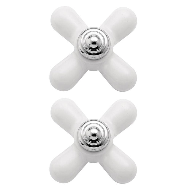 Moen - Monticello Replacement Handle Knob Insert, Porcelain and Chrome (2-Pack) - Porcelain, Chrome