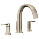 Moen - Doux 2-Handle Deck Mount Roman Tub Faucet Trim Kit in Brushed Nickel (Valve Sold Separately) - Brushed Nickel
