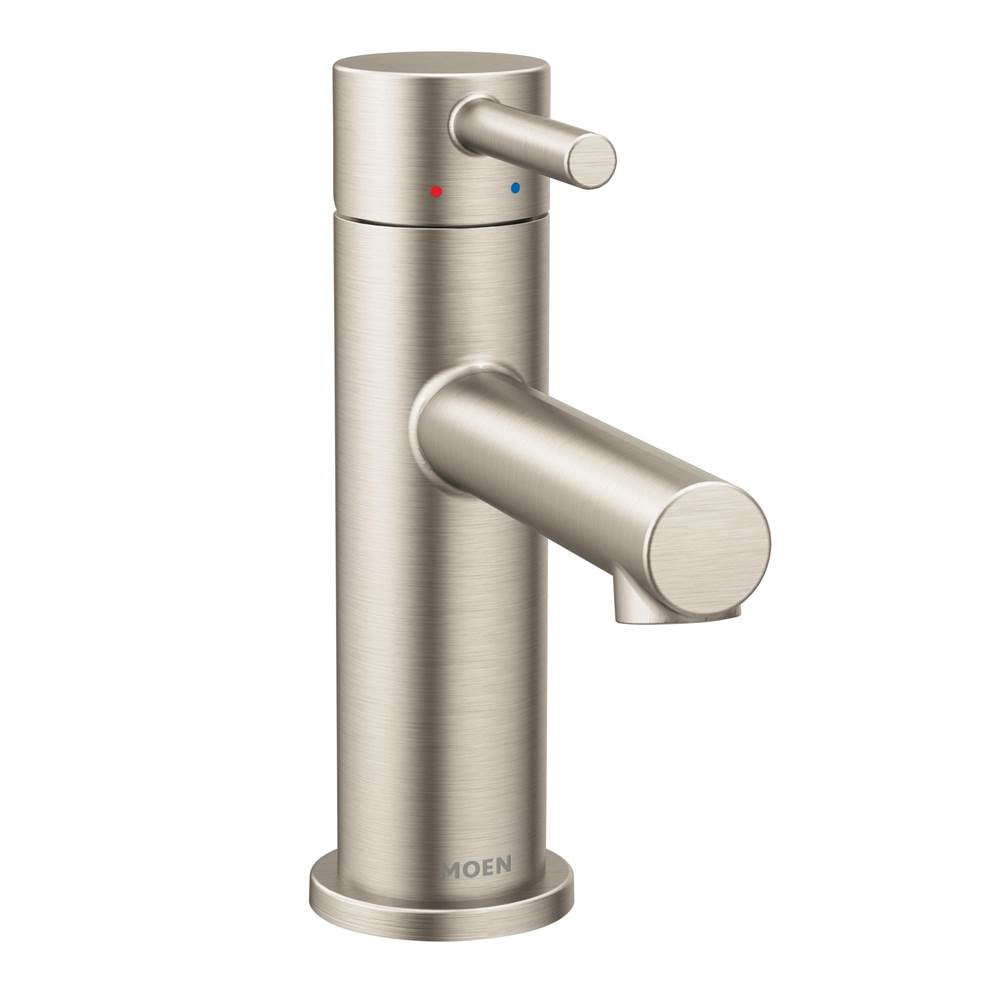 Moen - Align One-Handle Modern Bathroom Faucet with Drain Assembly and Optional Deckplate, Brushed Nickel - Brushed Nickel