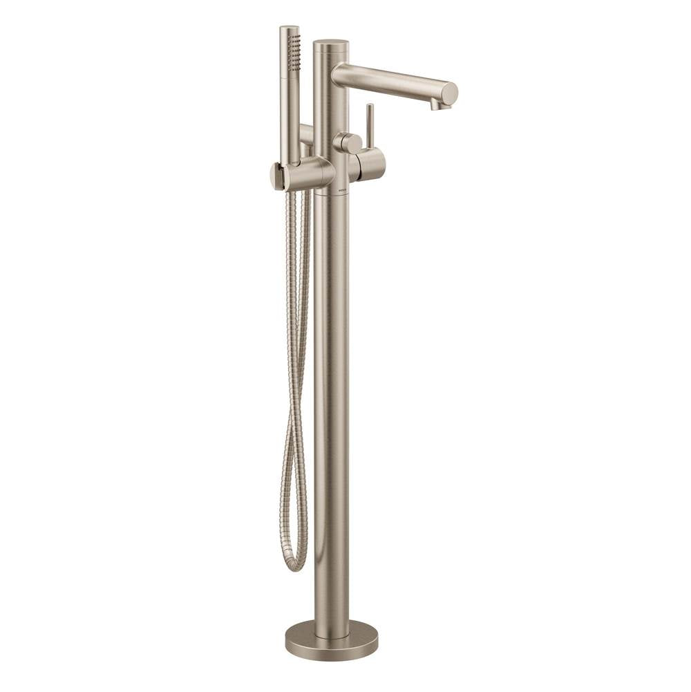 Moen - Align One-Handle Freestanding Floor Mount Tub Filler with Handshower, Brushed Nickel - Brushed Nickel
