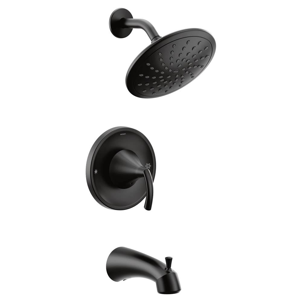 Moen - Glyde Posi-Temp Rain Shower Single-Handle Tub and Shower Faucet Trim Kit in Matte Black (Valve Sold Separately) - Matte Black
