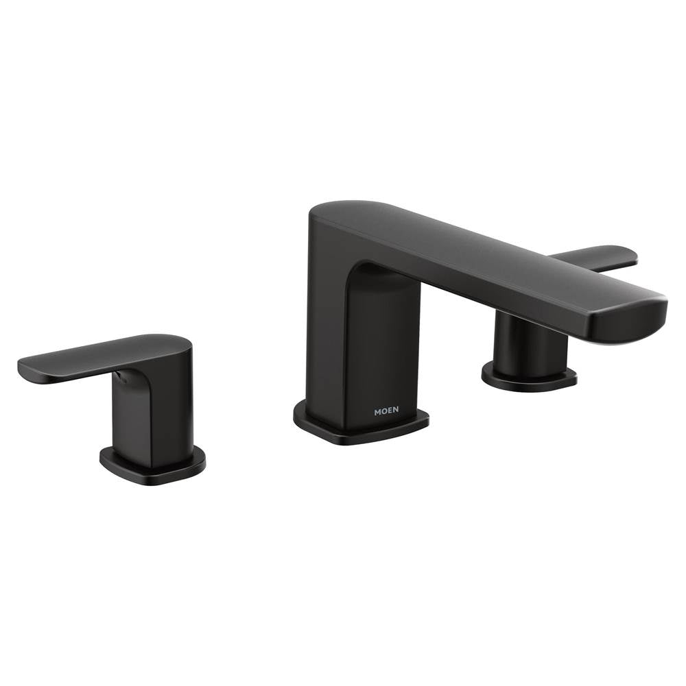 Moen - Rizon 2-Handle Deck-Mount Roman Tub Faucet Trim Kit in Matte Black (Valve Sold Separately) - Matte Black