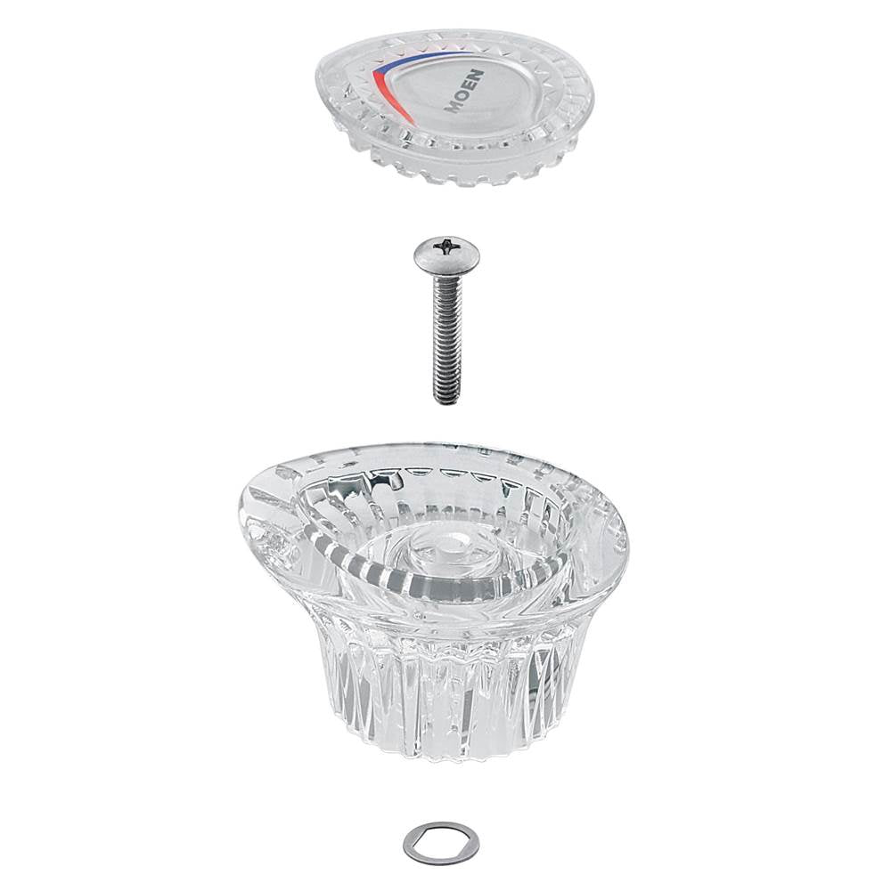 Moen - Chateau Collection Replacement Tub and Shower Faucet Knob Handle Kit, Chrome and White Insert - Unfinished