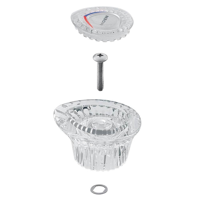 Moen - Chateau Collection Replacement Tub and Shower Faucet Knob Handle Kit, Chrome and White Insert - Unfinished