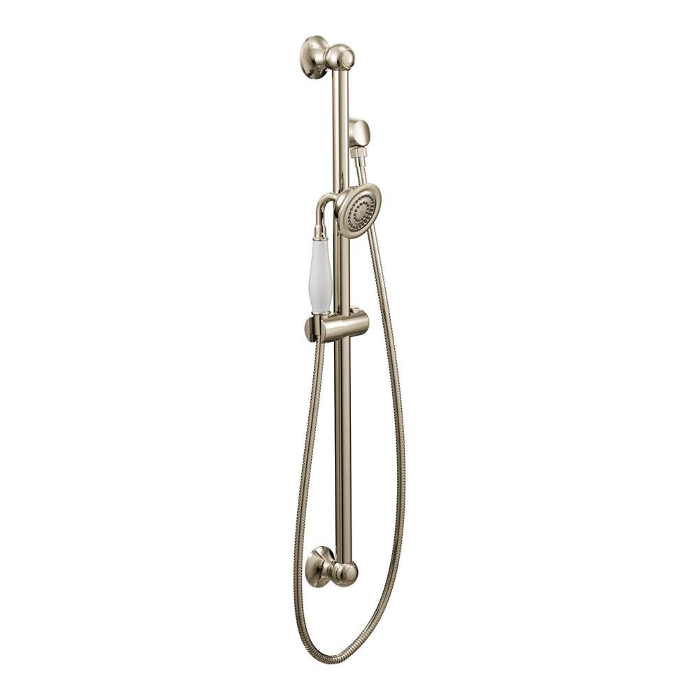 Moen - Weymouth Traditional Eco-Performance Handshower Handheld Shower with 30-Inch Slide Bar and 69-Inch Metal Hose, Polished Nickel - Polished Nickel