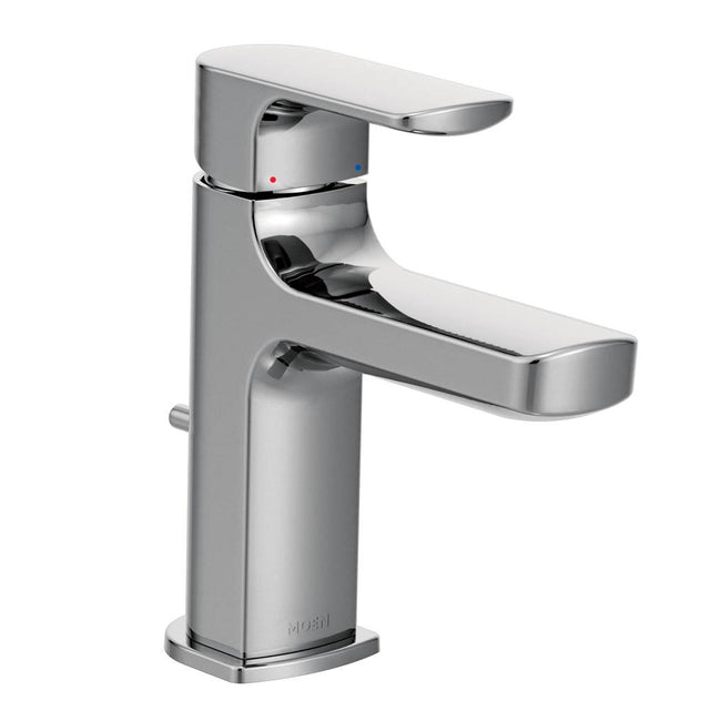 Moen - Rizon One-Handle Modern Bathroom Faucet with Drain Assembly, Chrome - Chrome