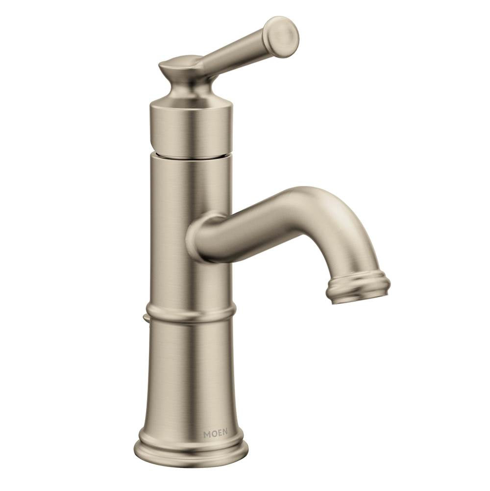 Moen - Belfield One-Handle Bathroom Sink Faucet with Drain Assembly and Optional Deckplate, Brushed Nickel - Brushed Nickel